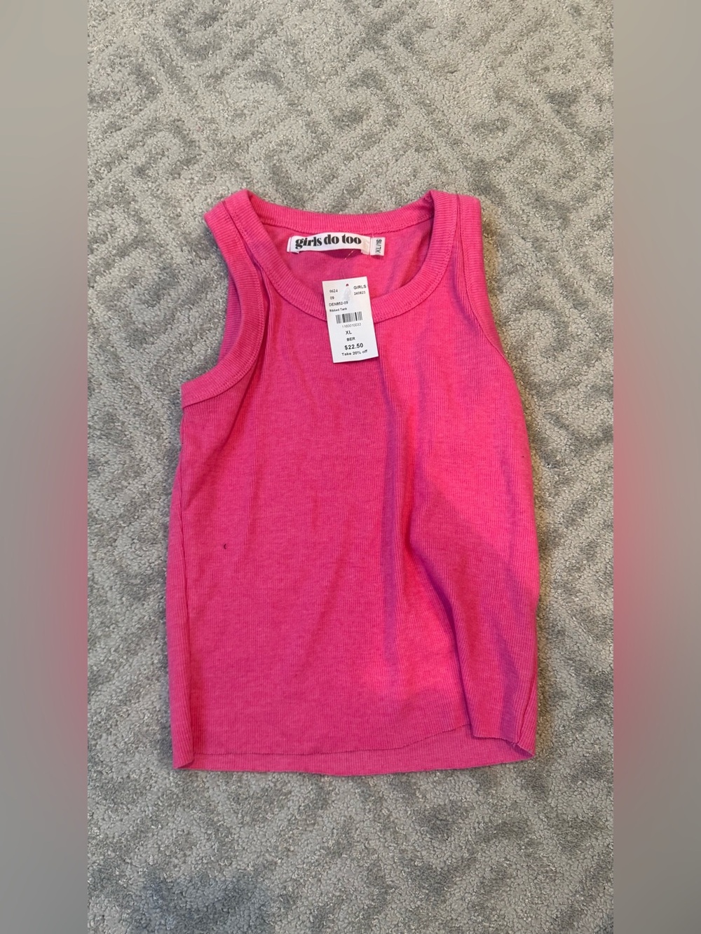 Girls Do Too Pink Ribbed Tank Top for Kids